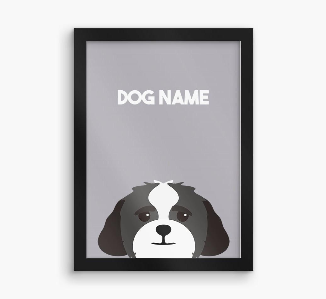Peeking Dog: Personalized {breedFullName} Framed Print