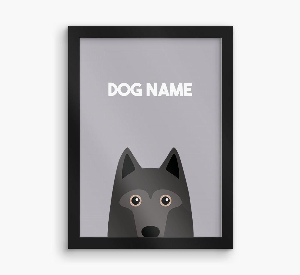 Peeking Dog: Personalized {breedFullName} Framed Print