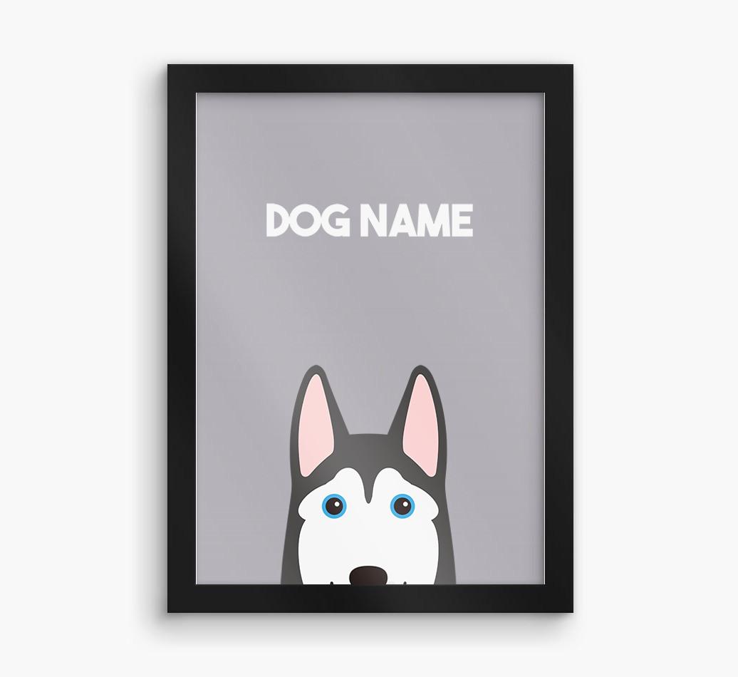 Peeking Dog: Personalized {breedFullName} Framed Print