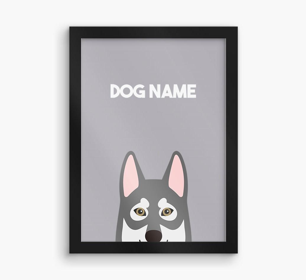 Peeking Dog: Personalized {breedFullName} Framed Print