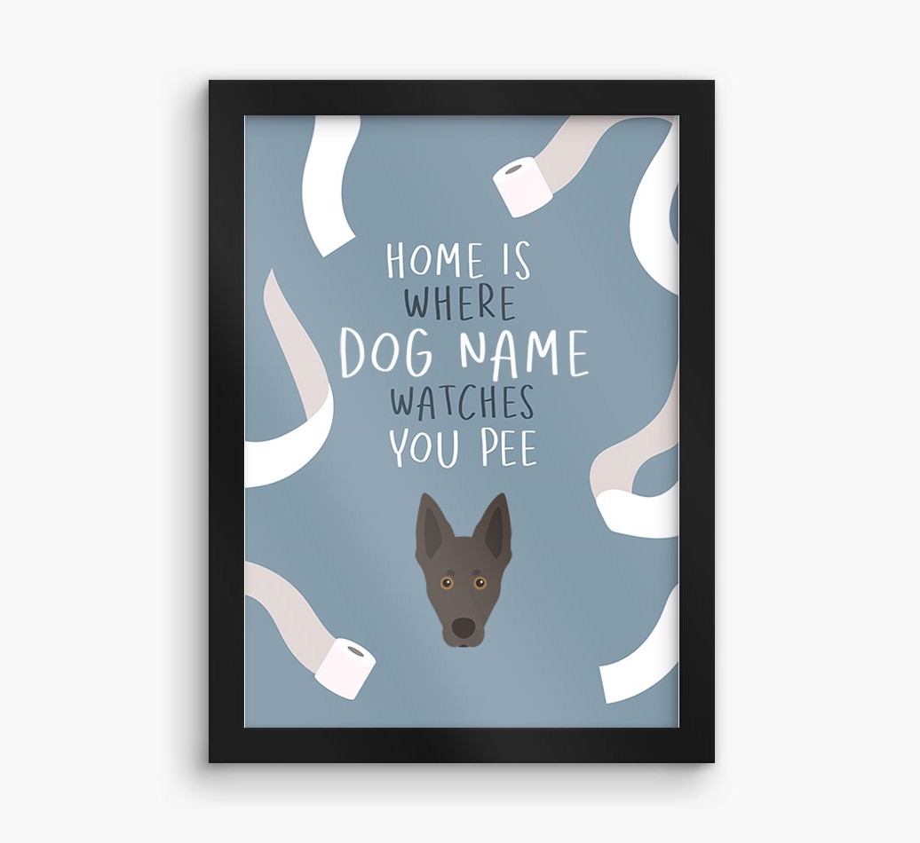 Watches You Pee: Personalised {breedFullName} Framed Print