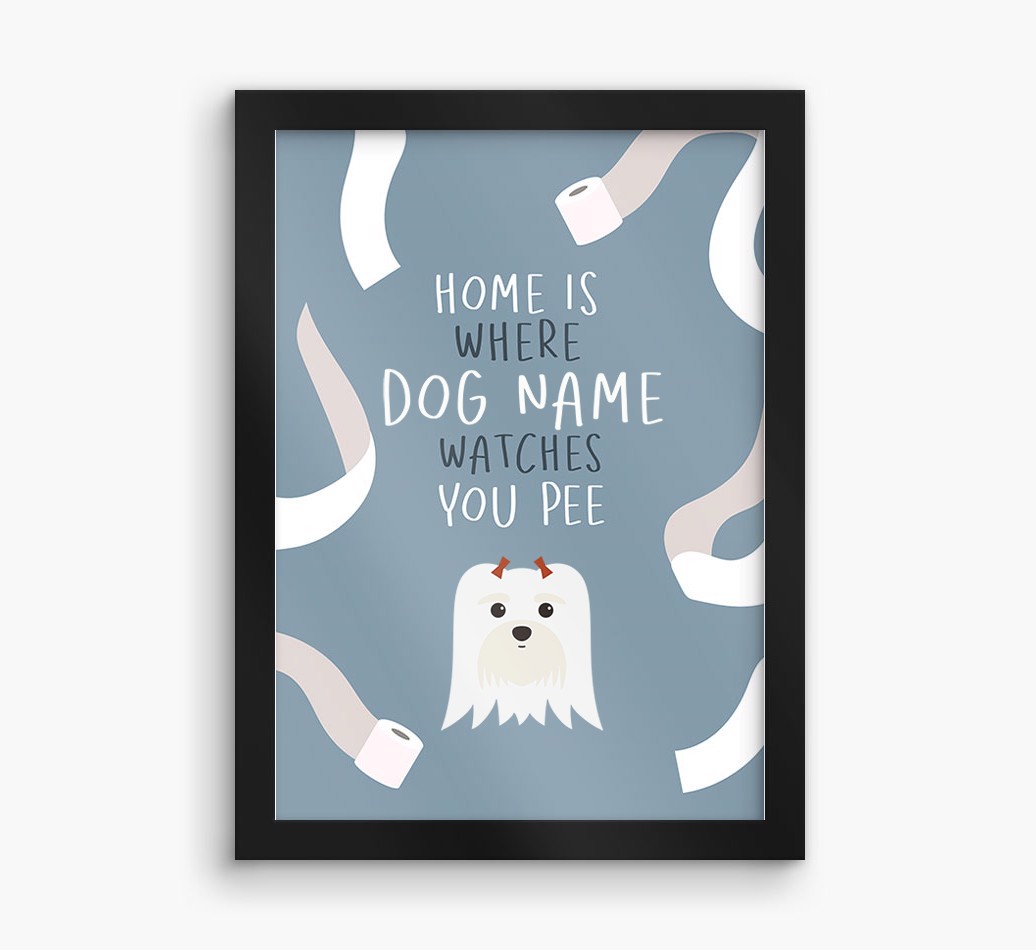 Watches You Pee: Personalized {breedFullName} Framed Print