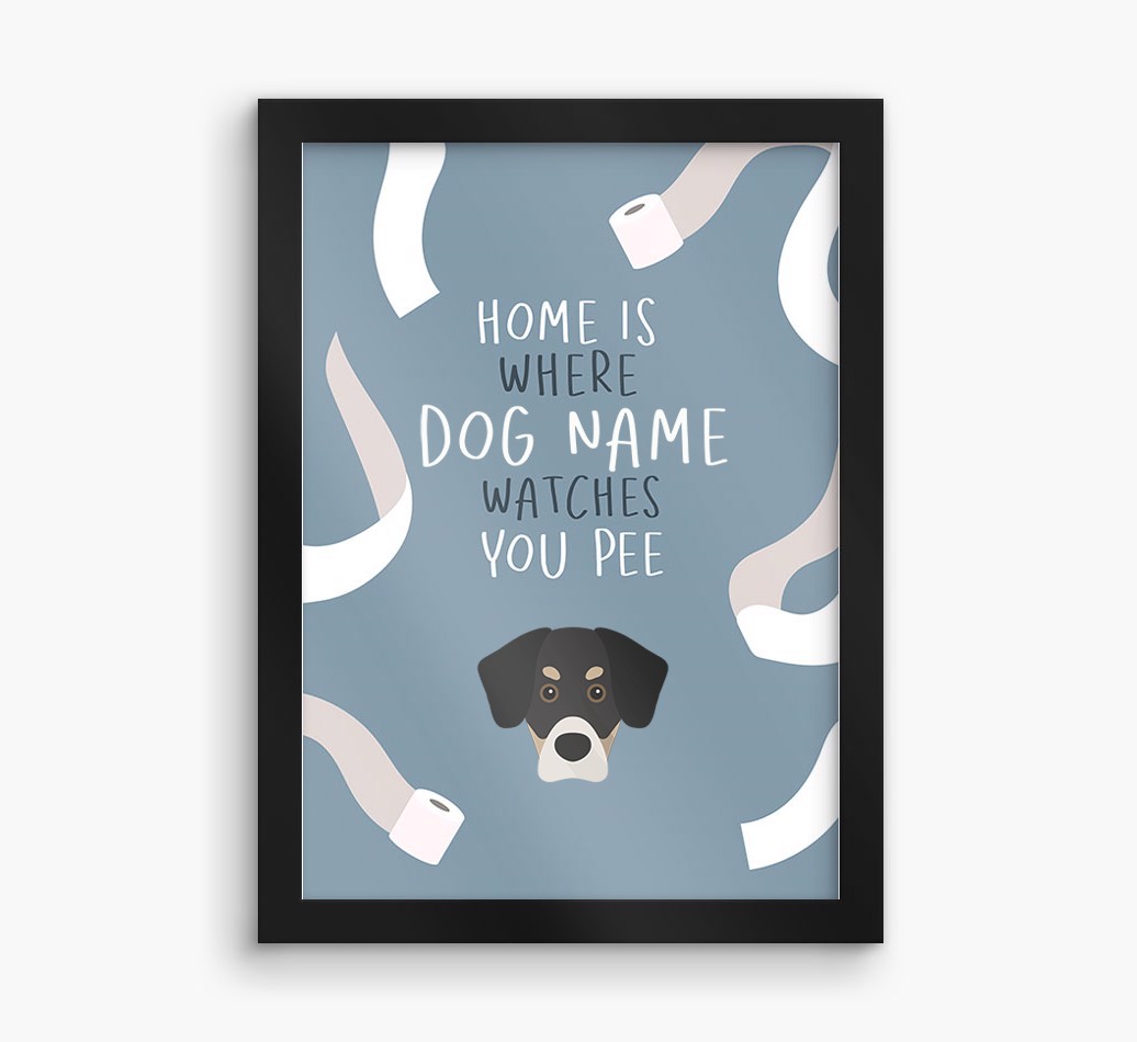 Watches You Pee: Personalized {breedFullName} Framed Print