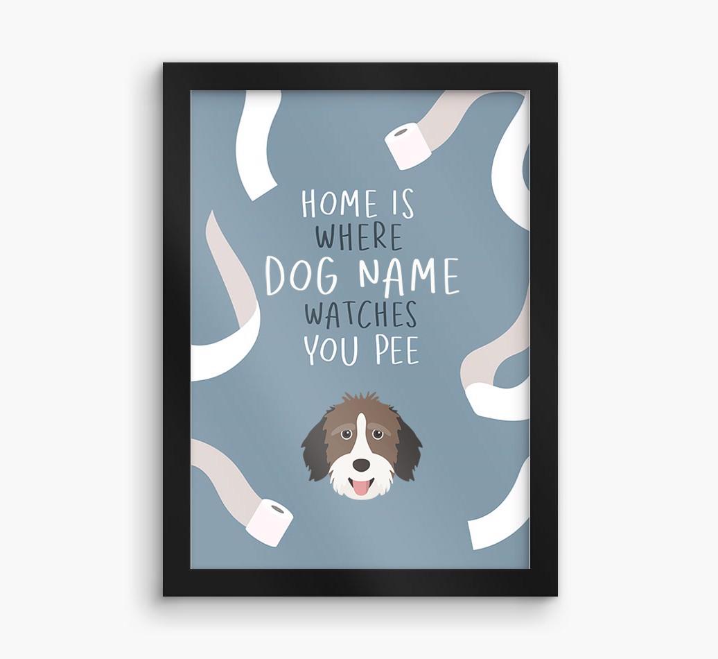 Watches You Pee: Personalized {breedFullName} Framed Print