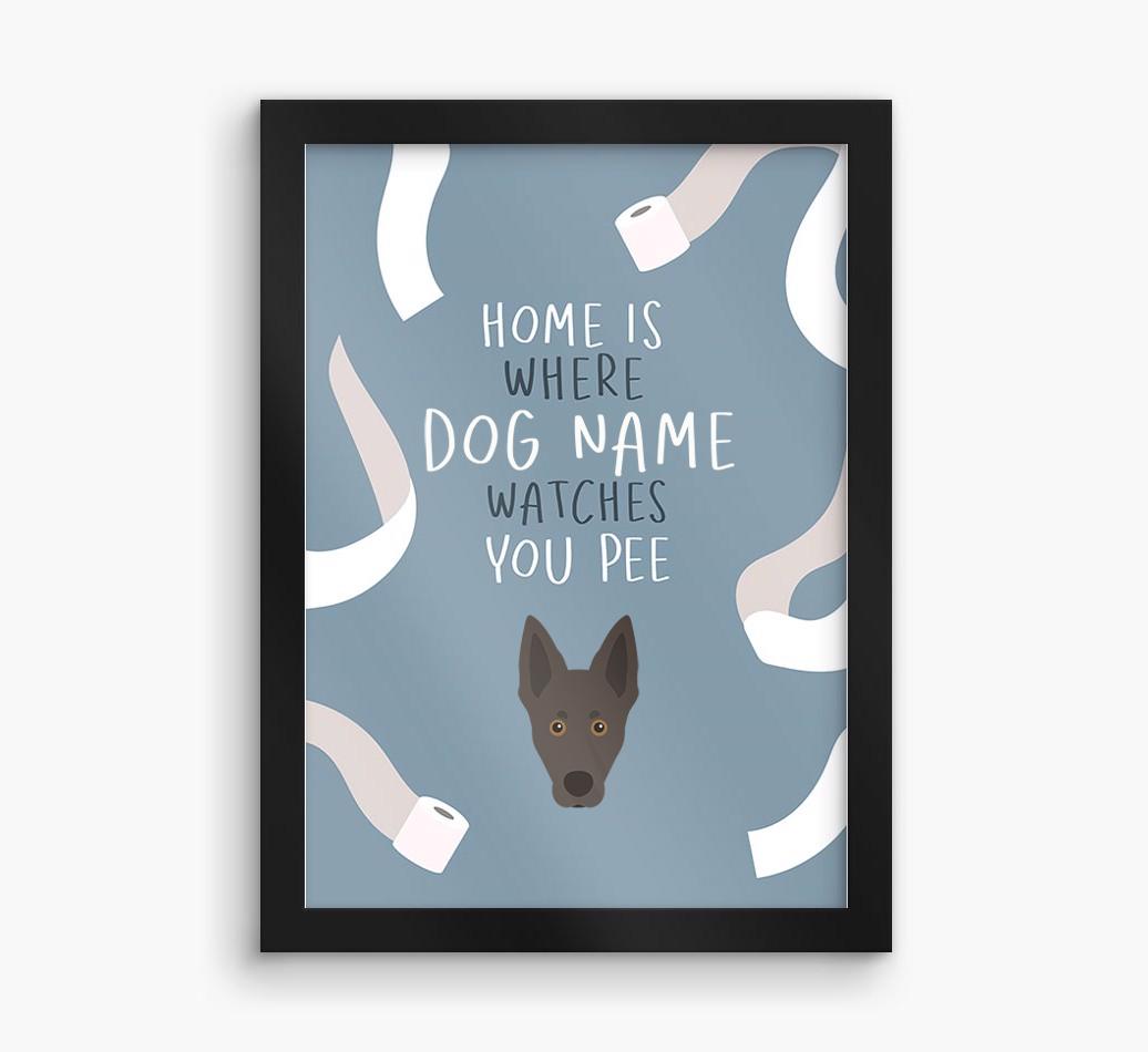Watches You Pee: Personalized {breedFullName} Framed Print