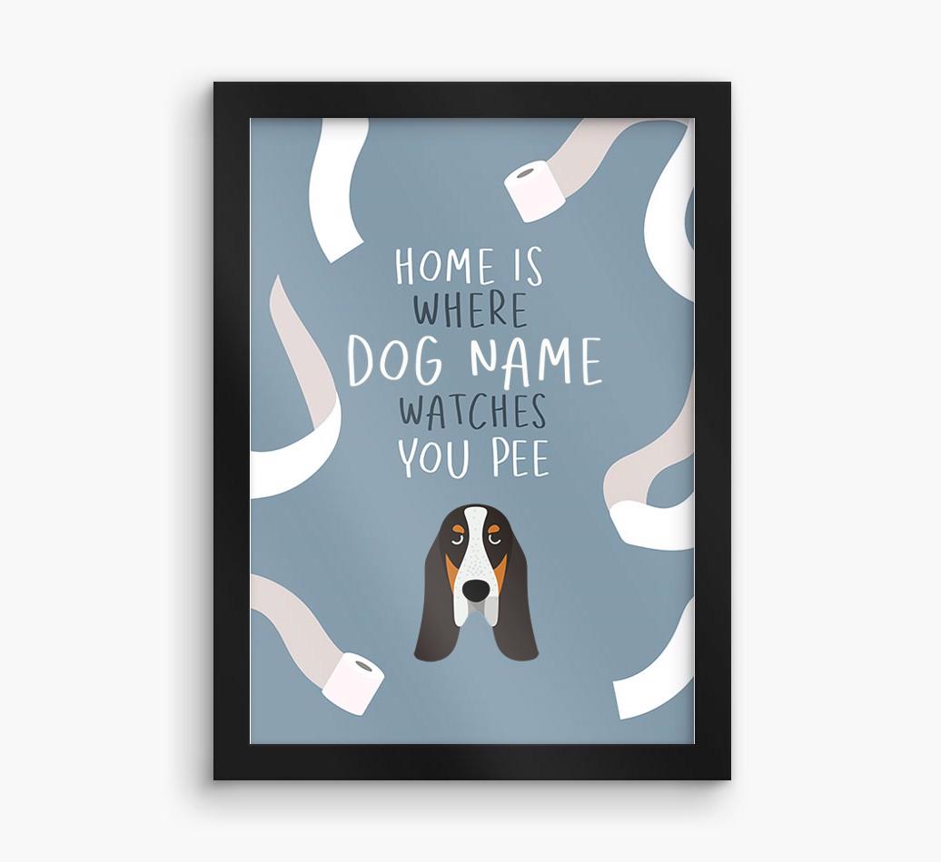 Watches You Pee: Personalized {breedFullName} Framed Print