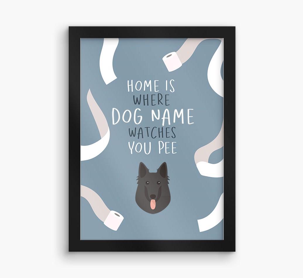 Watches You Pee: Personalized {breedFullName} Framed Print
