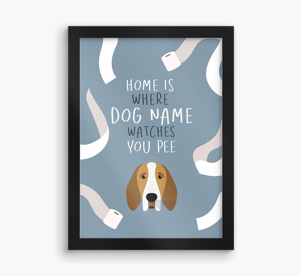 Watches You Pee: Personalized {breedFullName} Framed Print