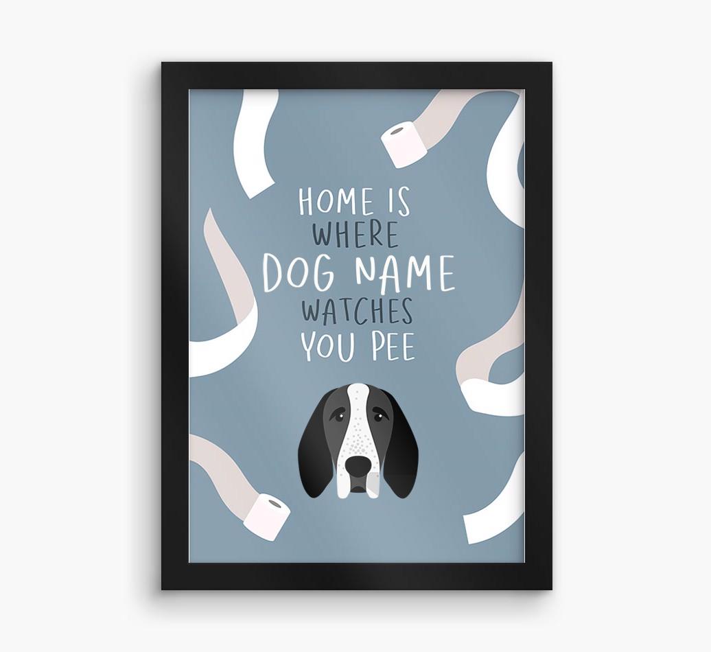 Watches You Pee: Personalized {breedFullName} Framed Print