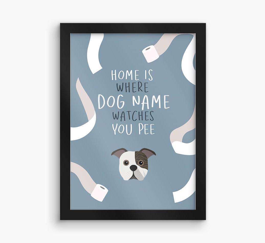 Watches You Pee: Personalized {breedFullName} Framed Print