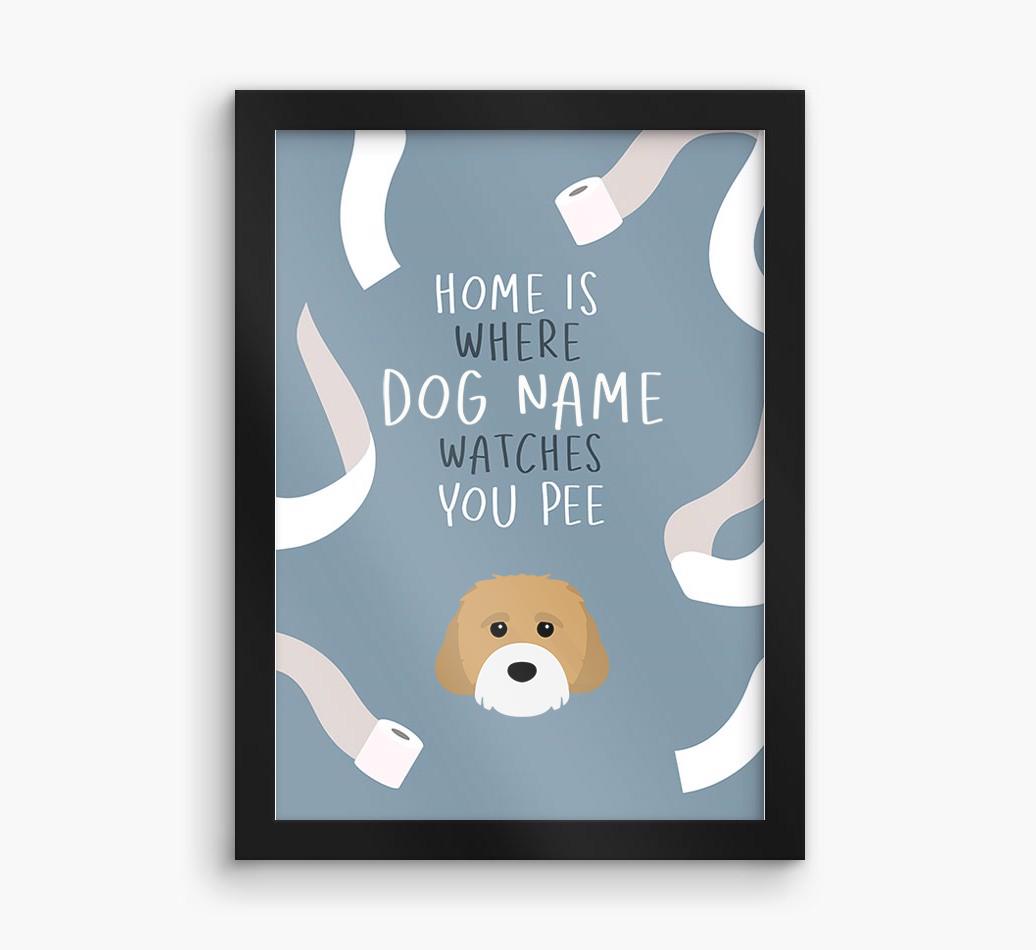 Watches You Pee: Personalized {breedFullName} Framed Print
