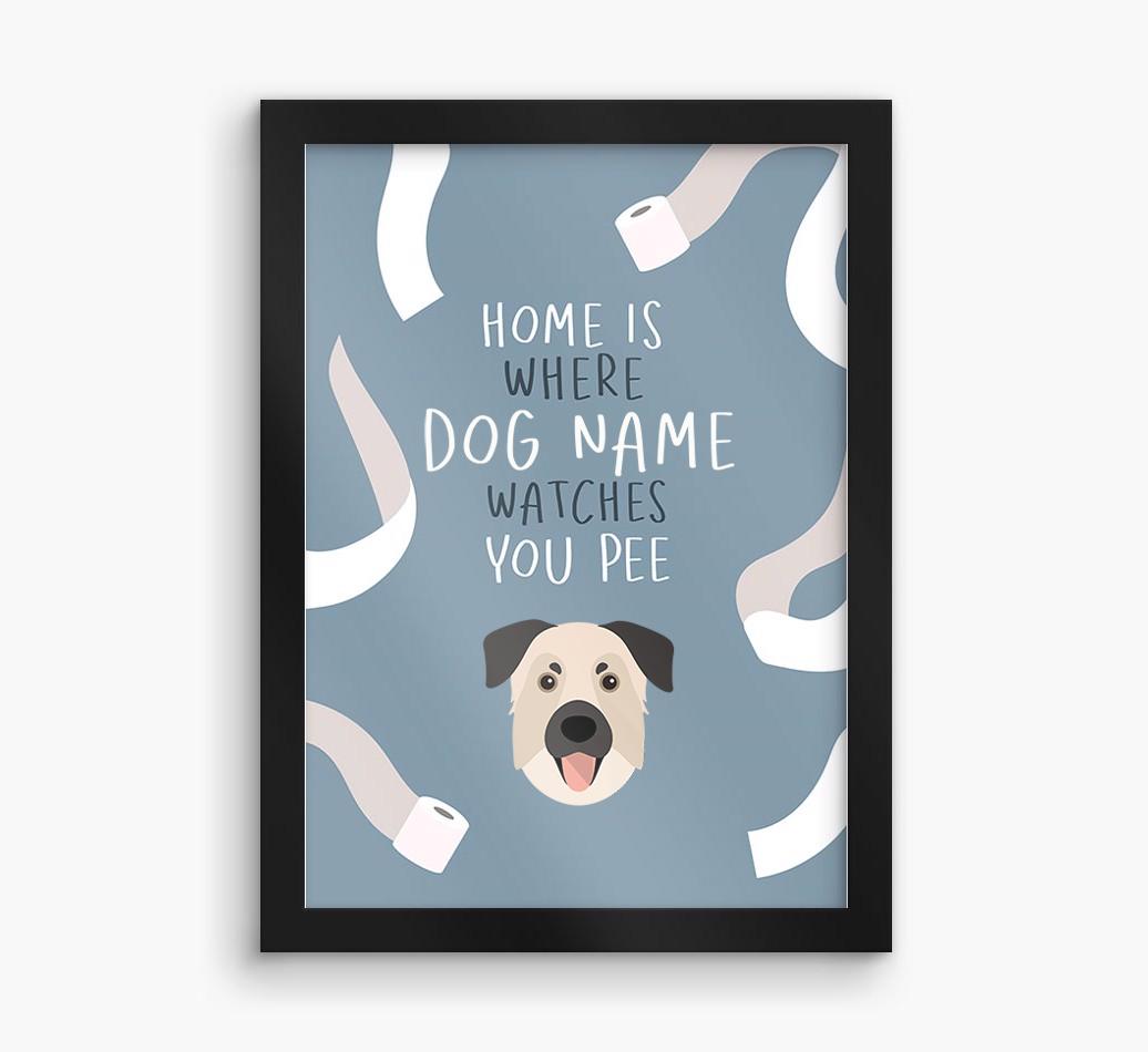 Watches You Pee: Personalized {breedFullName} Framed Print