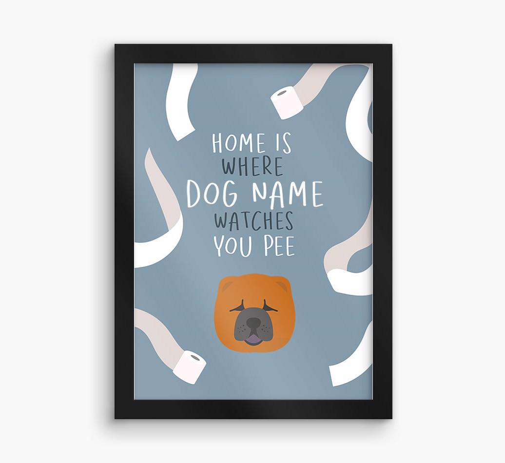 Watches You Pee: Personalized {breedFullName} Framed Print