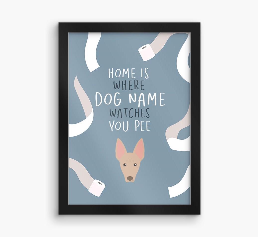 Watches You Pee: Personalized {breedFullName} Framed Print