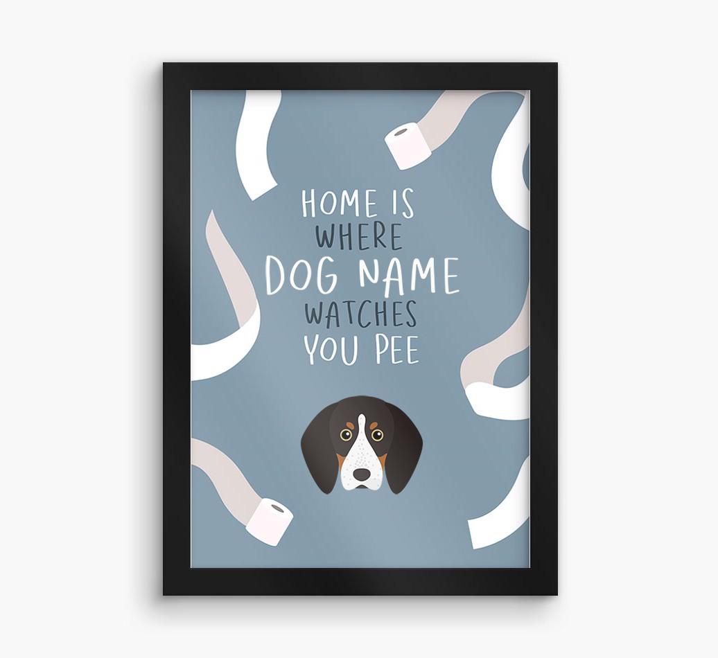 Watches You Pee: Personalized {breedFullName} Framed Print