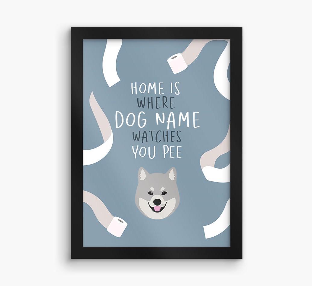 Watches You Pee: Personalized {breedFullName} Framed Print