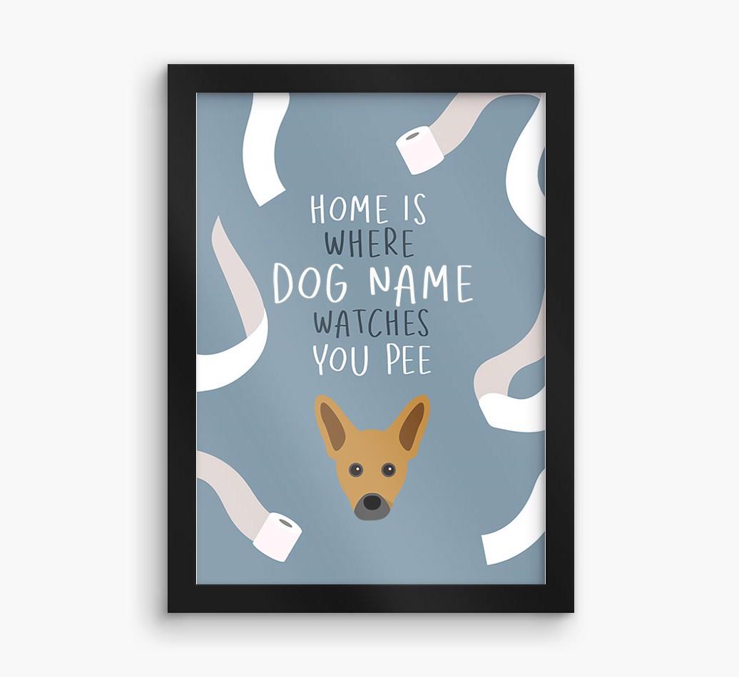 Watches You Pee: Personalized {breedFullName} Framed Print