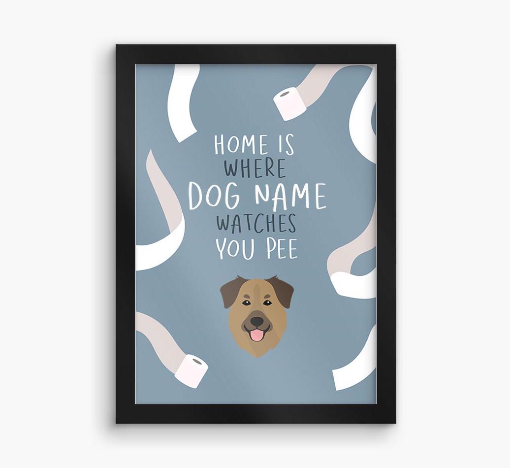 Watches You Pee: Personalized {breedFullName} Framed Print