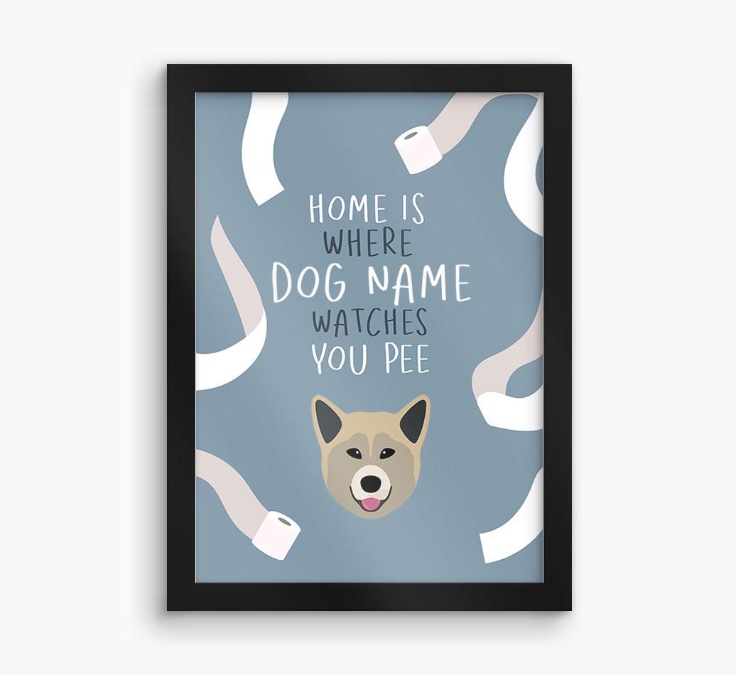 Watches You Pee: Personalized {breedFullName} Framed Print
