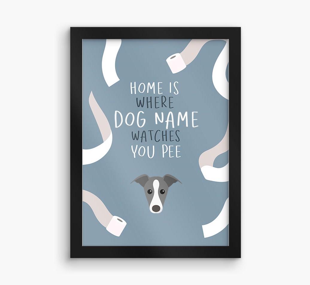 Watches You Pee: Personalized {breedFullName} Framed Print
