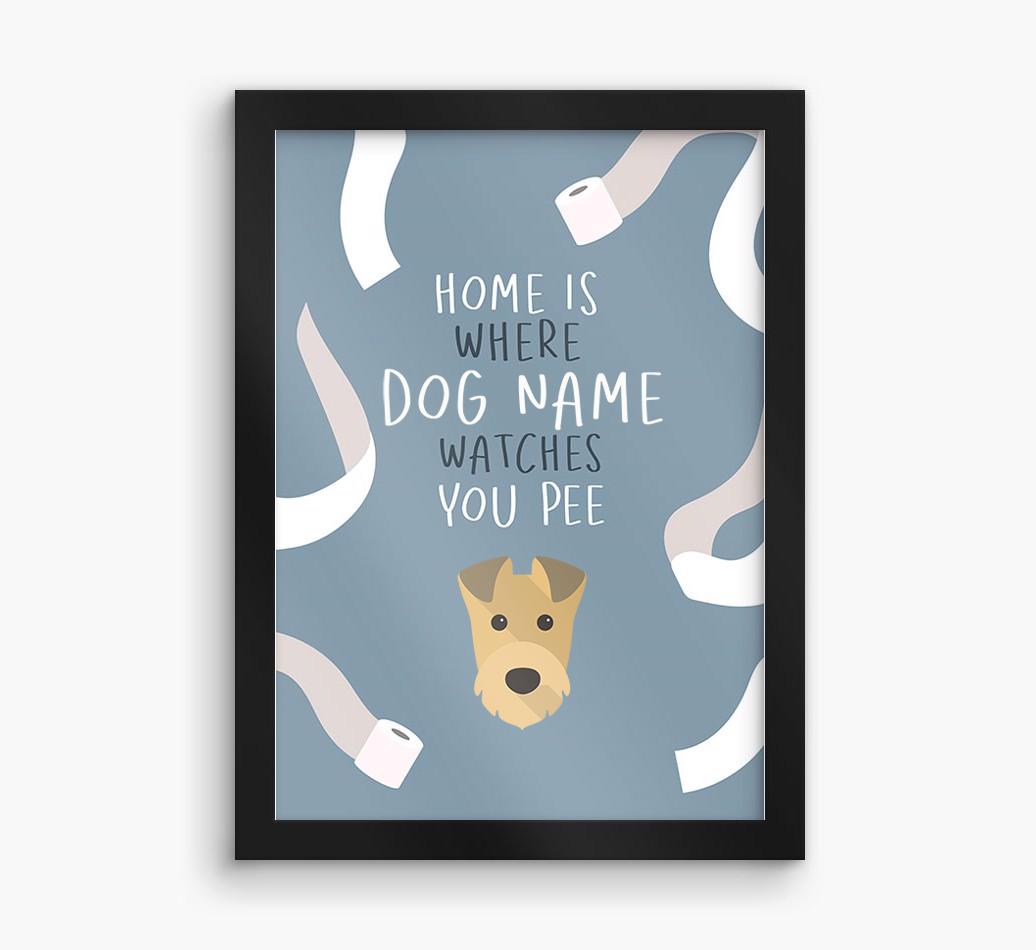 Watches You Pee: Personalized {breedFullName} Framed Print