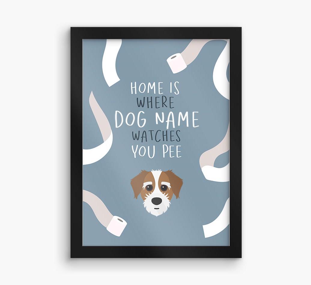 Watches You Pee: Personalized {breedFullName} Framed Print