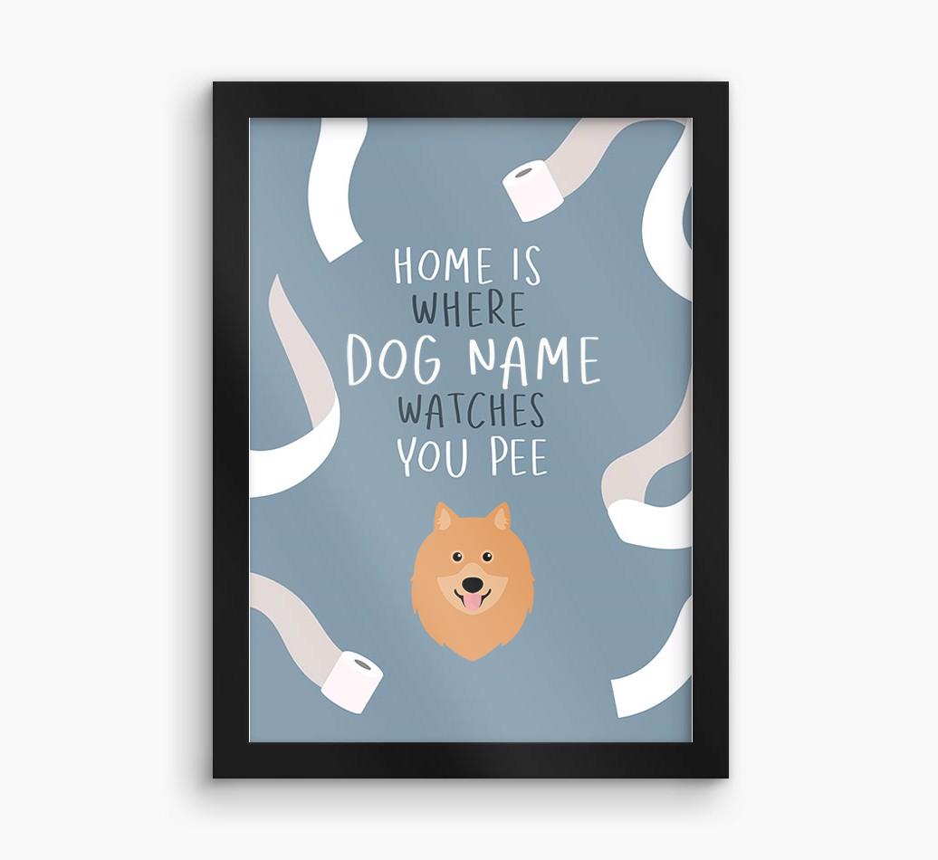 Watches You Pee: Personalized {breedFullName} Framed Print