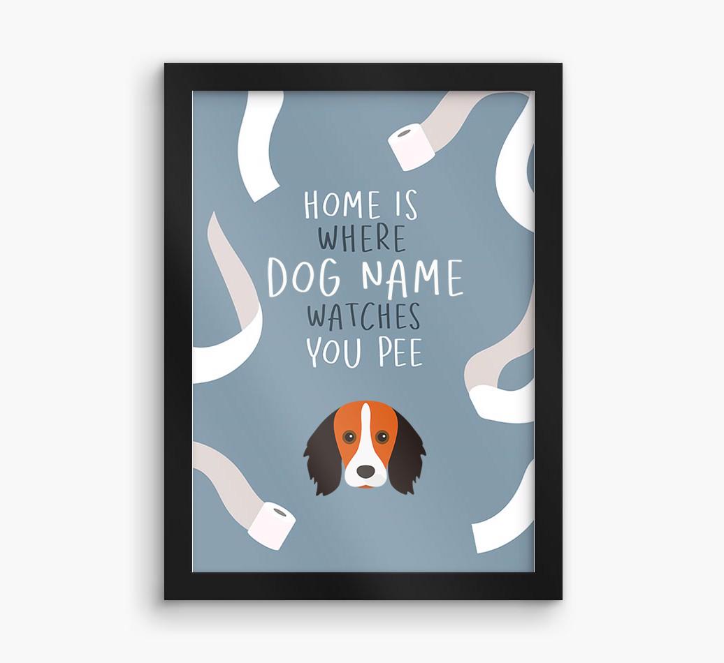 Watches You Pee: Personalized {breedFullName} Framed Print
