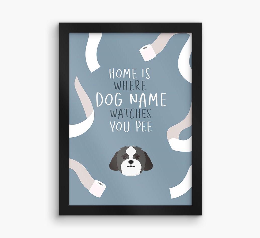 Watches You Pee: Personalized {breedFullName} Framed Print