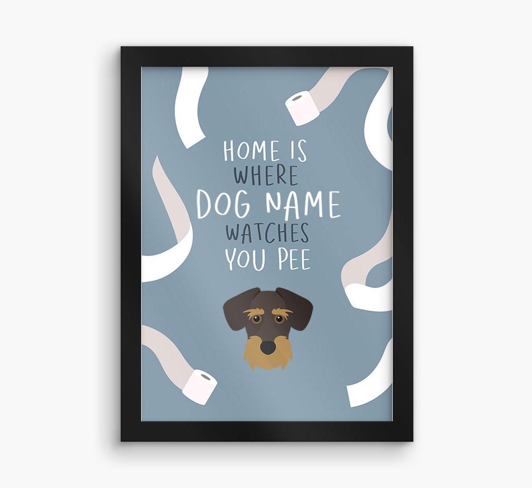 Watches You Pee: Personalized {breedFullName} Framed Print