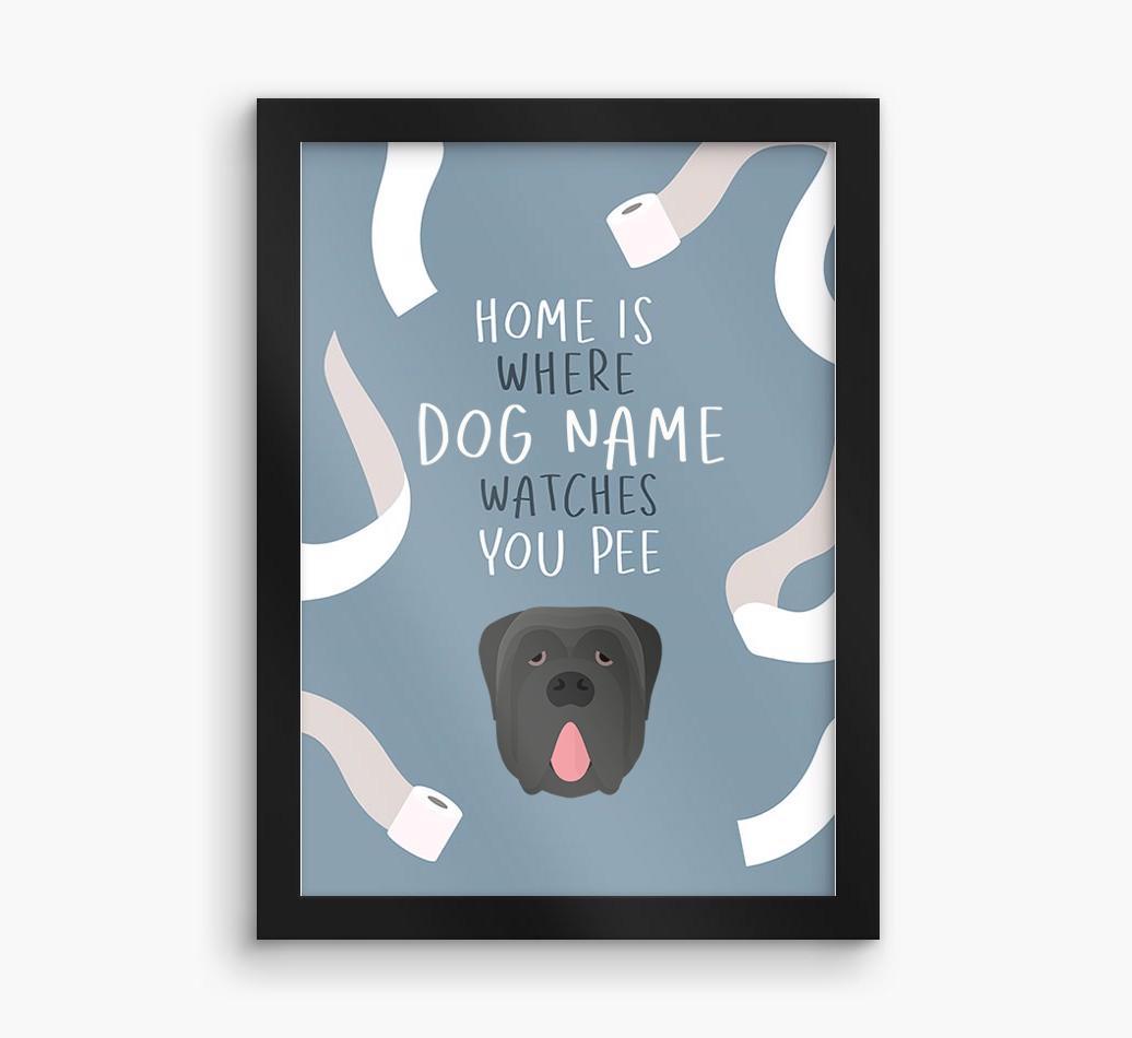 Watches You Pee: Personalized {breedFullName} Framed Print