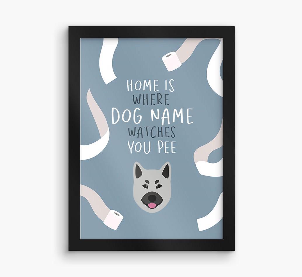 Watches You Pee: Personalized {breedFullName} Framed Print