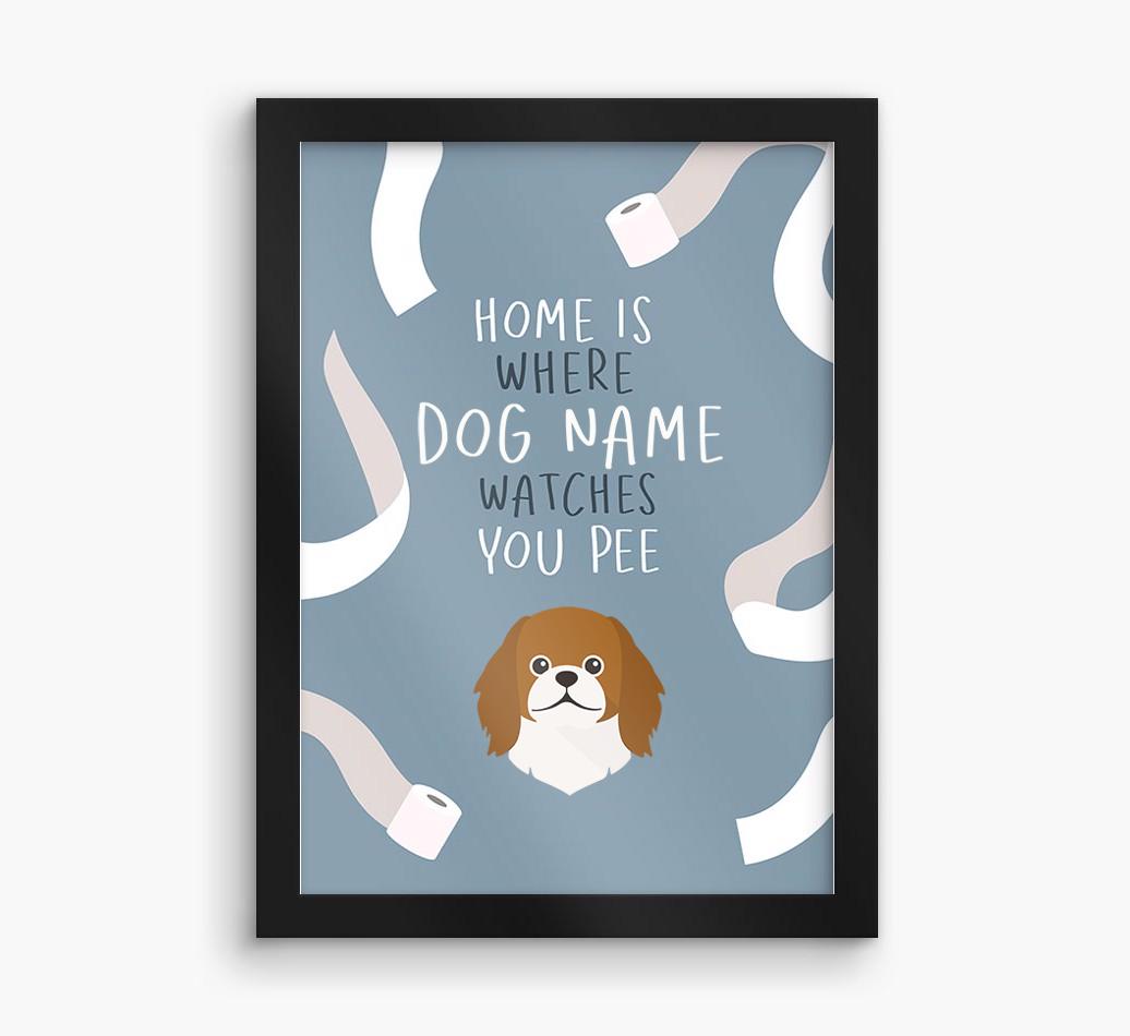 Watches You Pee: Personalized {breedFullName} Framed Print