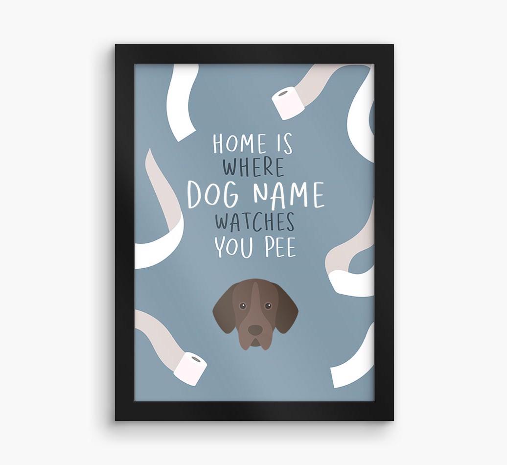 Watches You Pee: Personalized {breedFullName} Framed Print