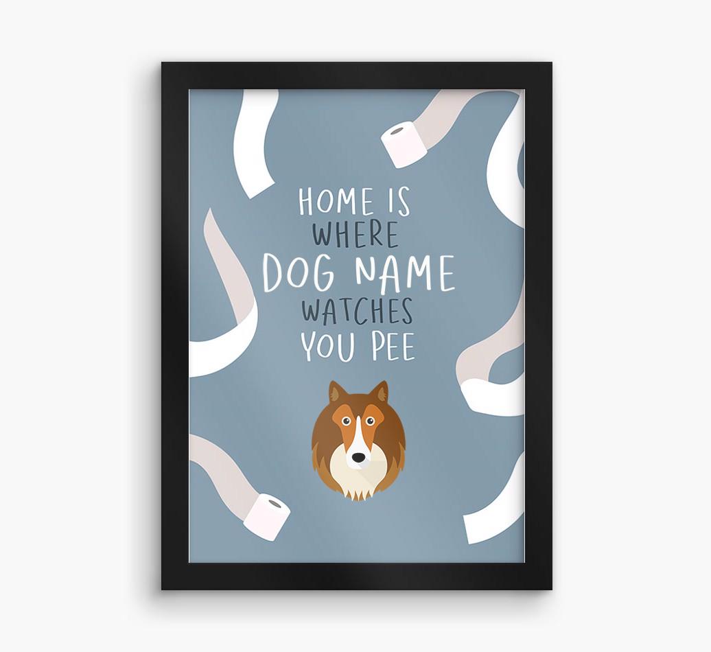 Watches You Pee: Personalized {breedFullName} Framed Print