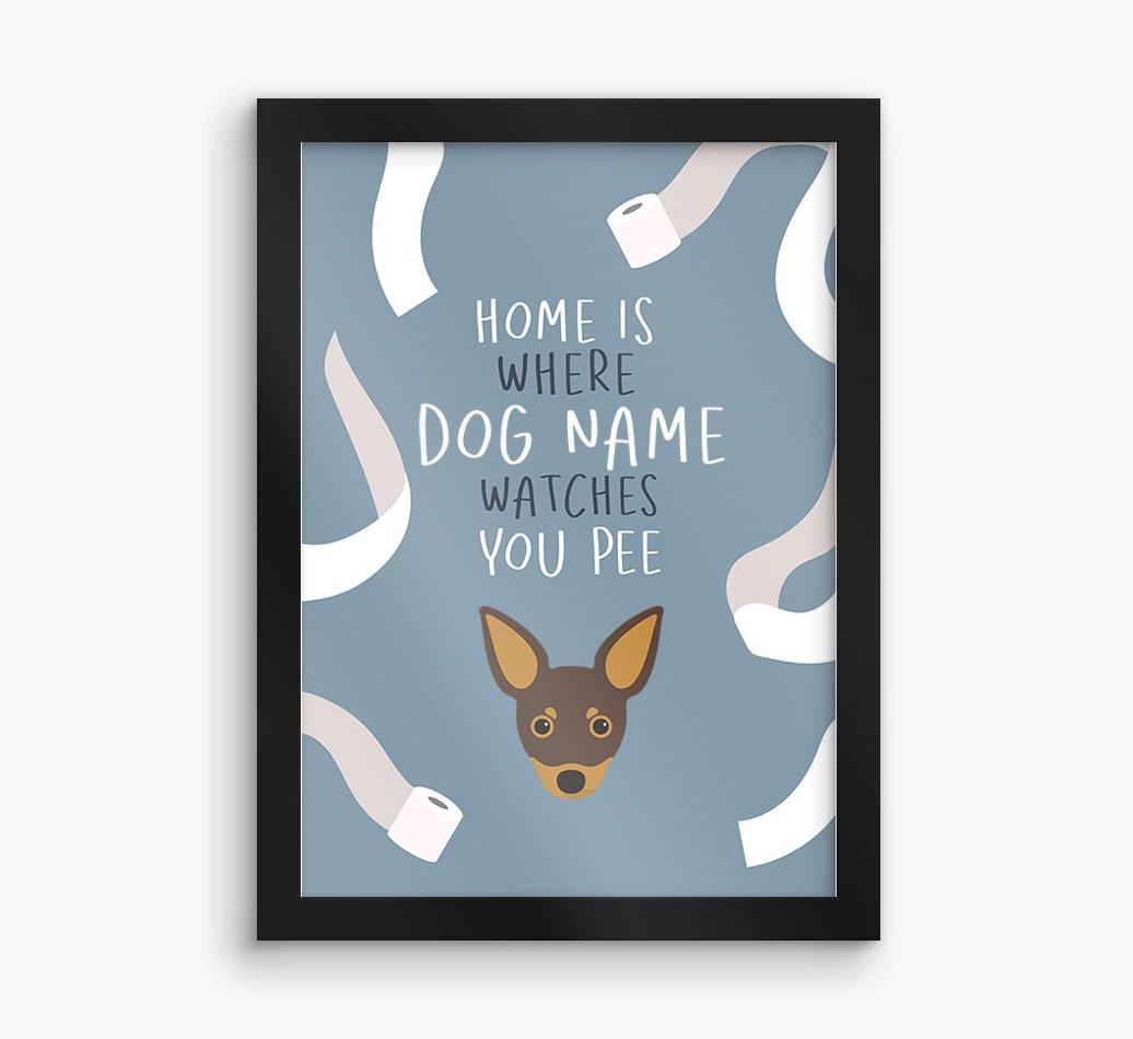 Watches You Pee: Personalized {breedFullName} Framed Print