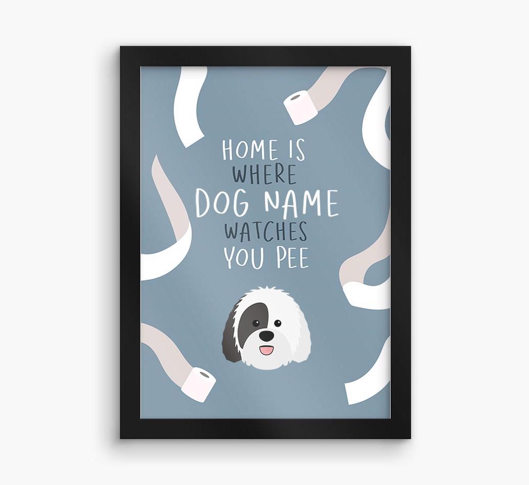 Watches You Pee: Personalized {breedFullName} Framed Print