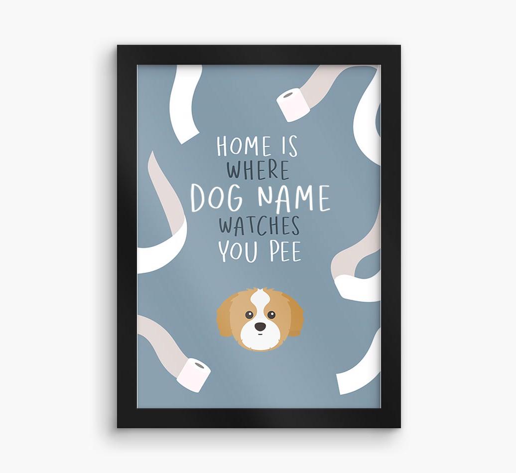 Watches You Pee: Personalized {breedFullName} Framed Print