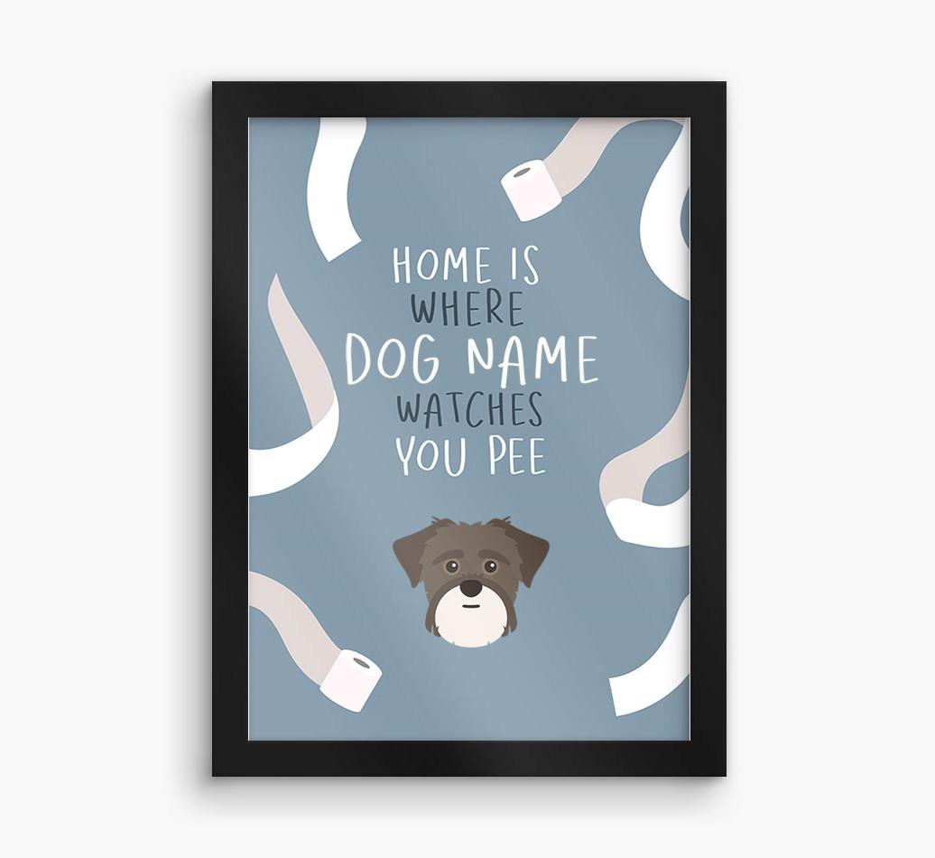 Watches You Pee: Personalized {breedFullName} Framed Print
