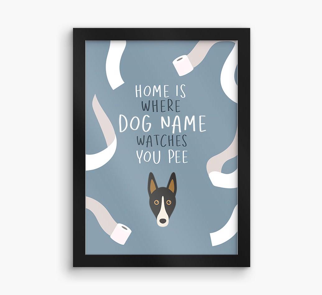 Watches You Pee: Personalized {breedFullName} Framed Print