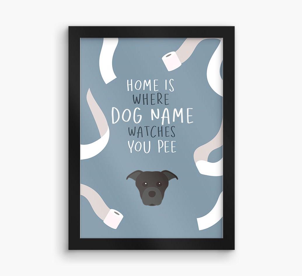 Watches You Pee: Personalized {breedFullName} Framed Print