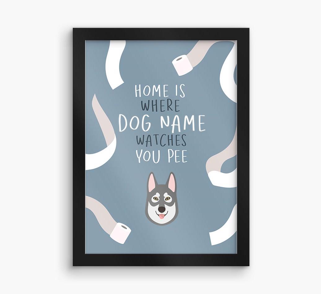 Watches You Pee: Personalized {breedFullName} Framed Print