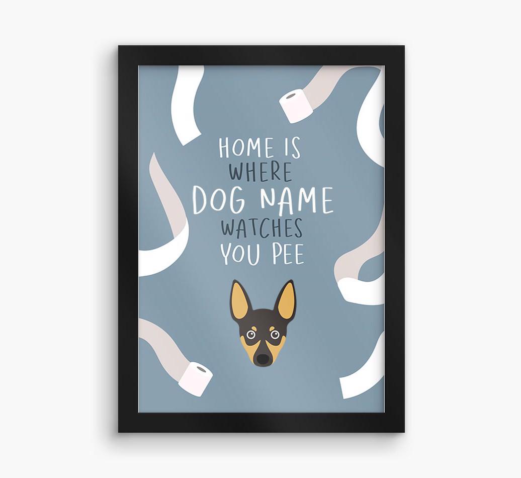 Watches You Pee: Personalized {breedFullName} Framed Print