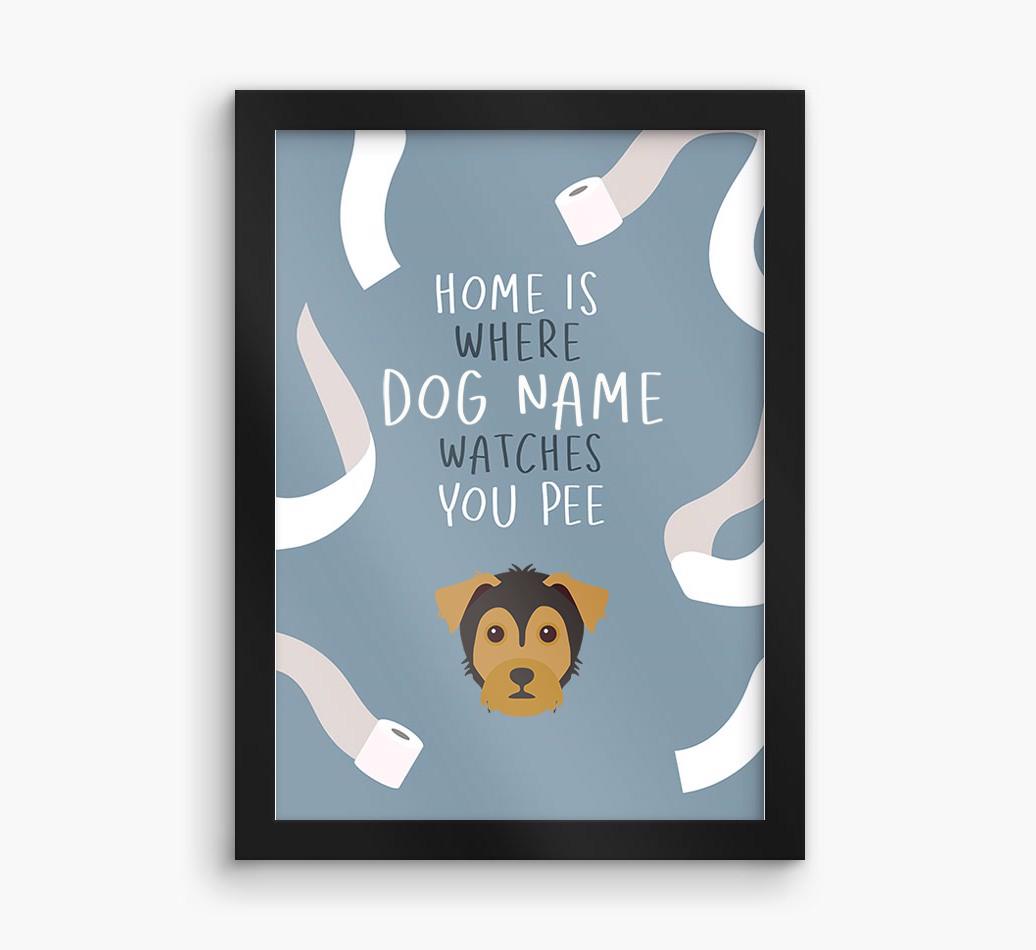 Watches You Pee: Personalized {breedFullName} Framed Print