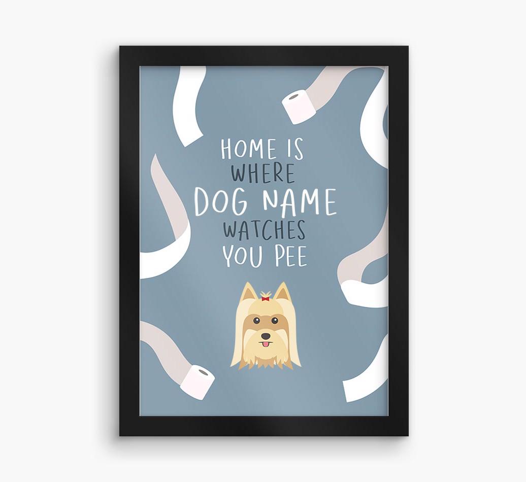 Watches You Pee: Personalized {breedFullName} Framed Print