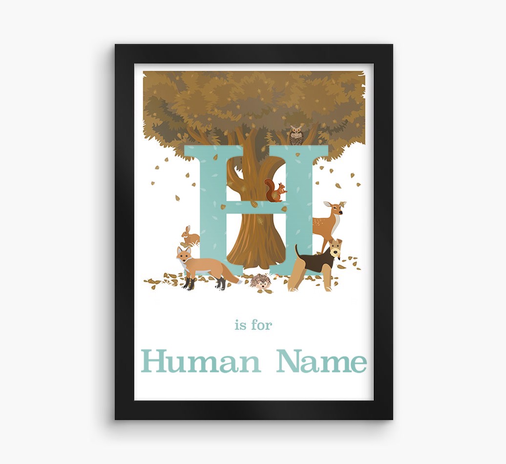 Autumn Animals Initial: Personalised {breedFullName} Framed Print