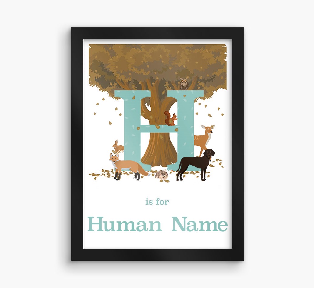 Autumn Animals Initial: Personalised {breedFullName} Framed Print