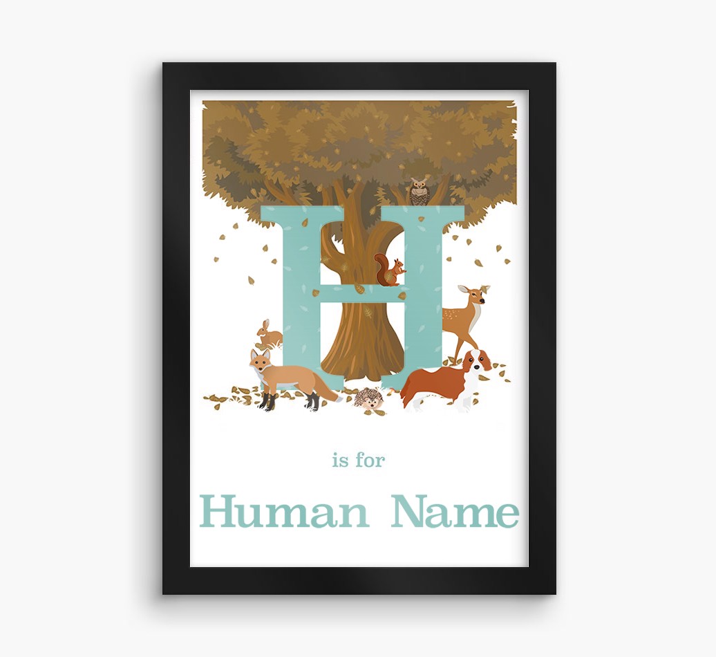 Autumn Animals Initial: Personalised {breedFullName} Framed Print