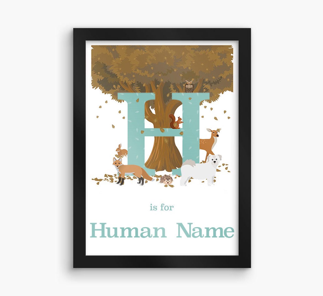 Autumn Animals Initial: Personalised {breedFullName} Framed Print