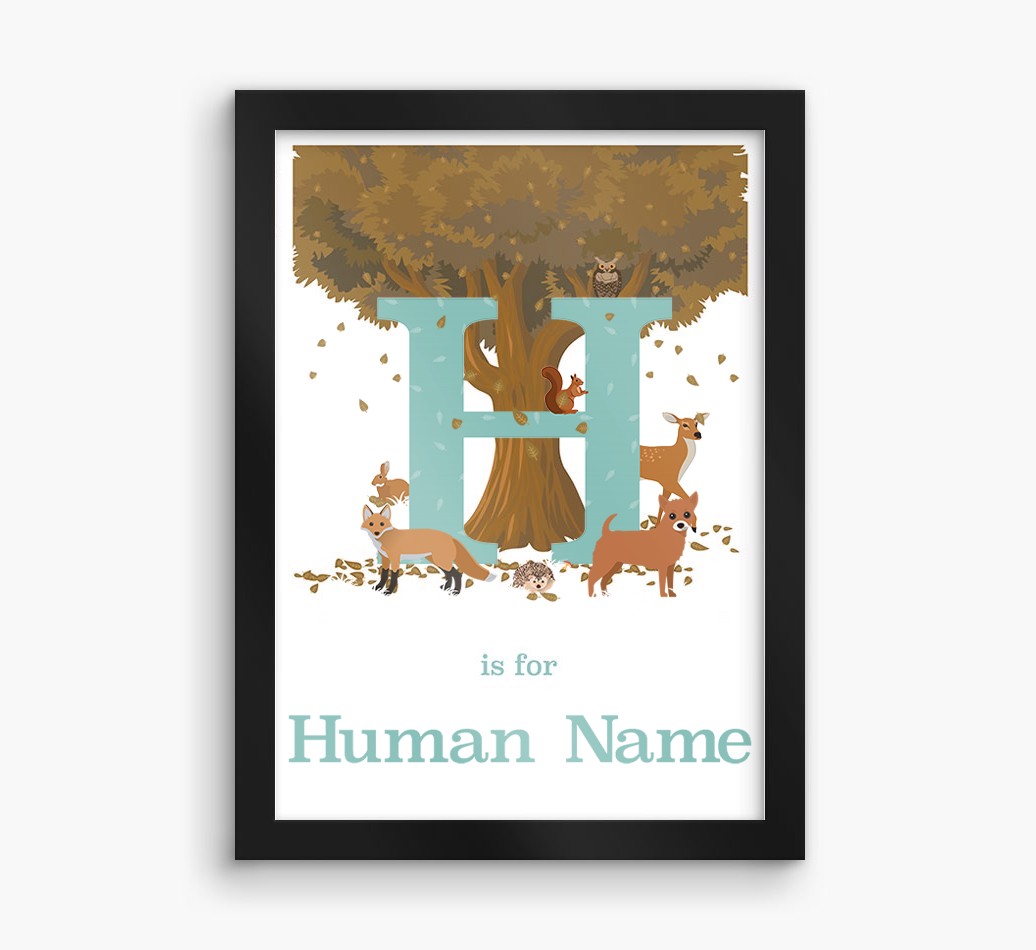 Autumn Animals Initial: Personalised {breedFullName} Framed Print